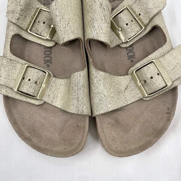 Birkenstock Arizona Sandal Washed Metallic Cream Gold Crackle Neutral Size EU 41 - Picture 5 of 11